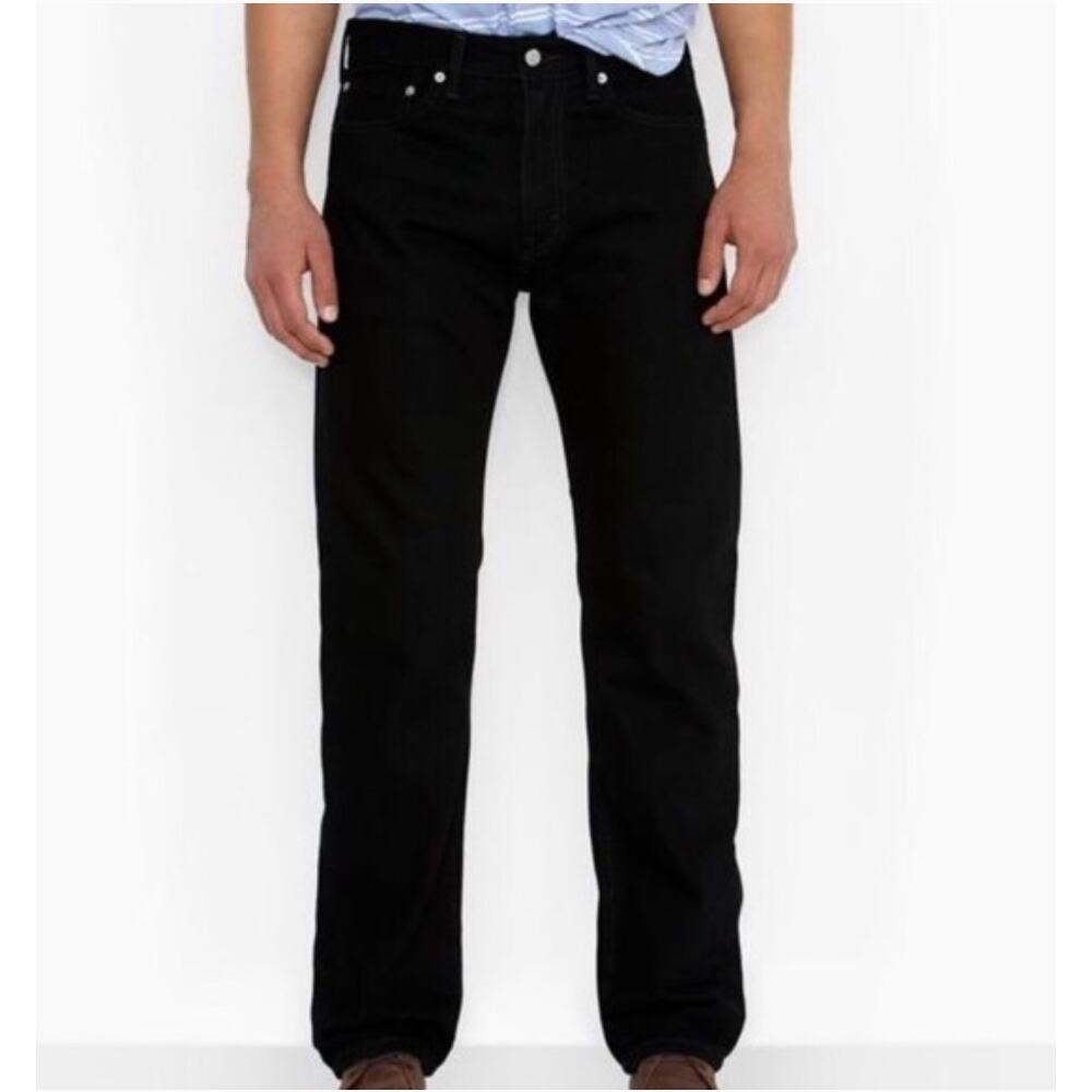 Levi's Men's 505 Straight Leg Fit Black Denim Jeans Size 42 x 30 Casual Classic
